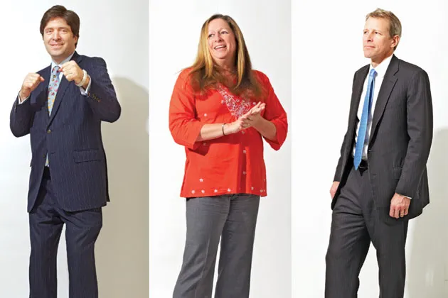 From left: Lawrence Benenson, partner, Benenson Capital; Abigail Disney, Daphne Foundation president; Whitney Tilson, managing director, T2 Partners