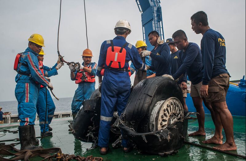Recovered wheels of  the crashed Lion Air JT-610 