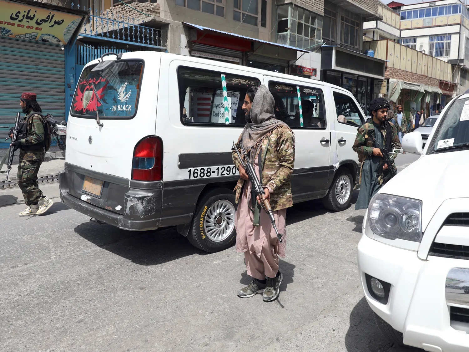 Taliban fighters patrol in the Wazir Akbar Khan neighborhood in the city of Kabul, Afghanistan, Wednesday, Aug. 18, 2021. The Taliban declared an "amnesty" across Afghanistan and urged women to join their government Tuesday, seeking to convince a wary population that they have changed a day after deadly chaos gripped the main airport as desperate crowds tried to flee the country.&nbsp;
