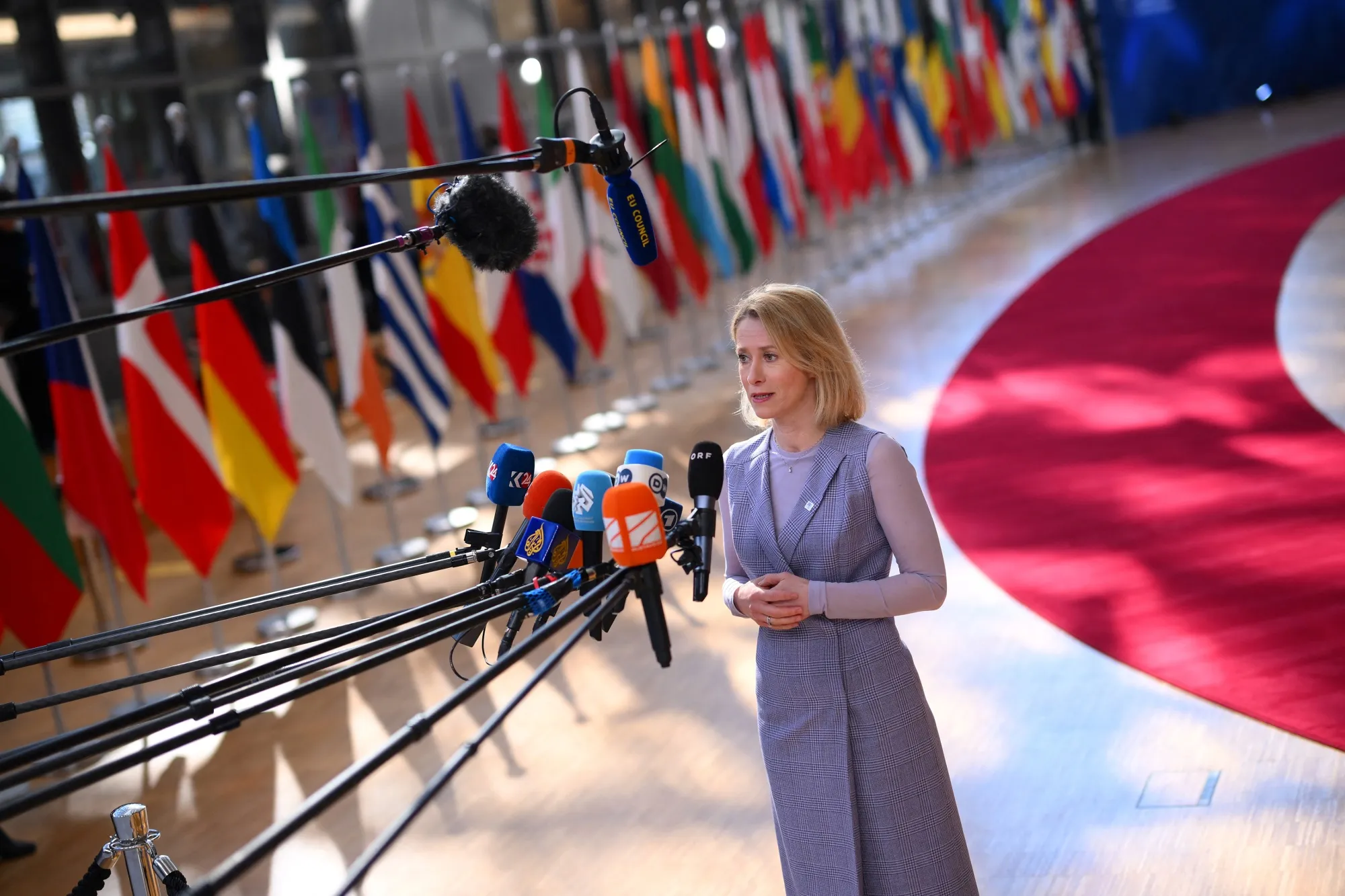 Kaja Kallas at the European Union Summit&nbsp;in Brussels on March 20.