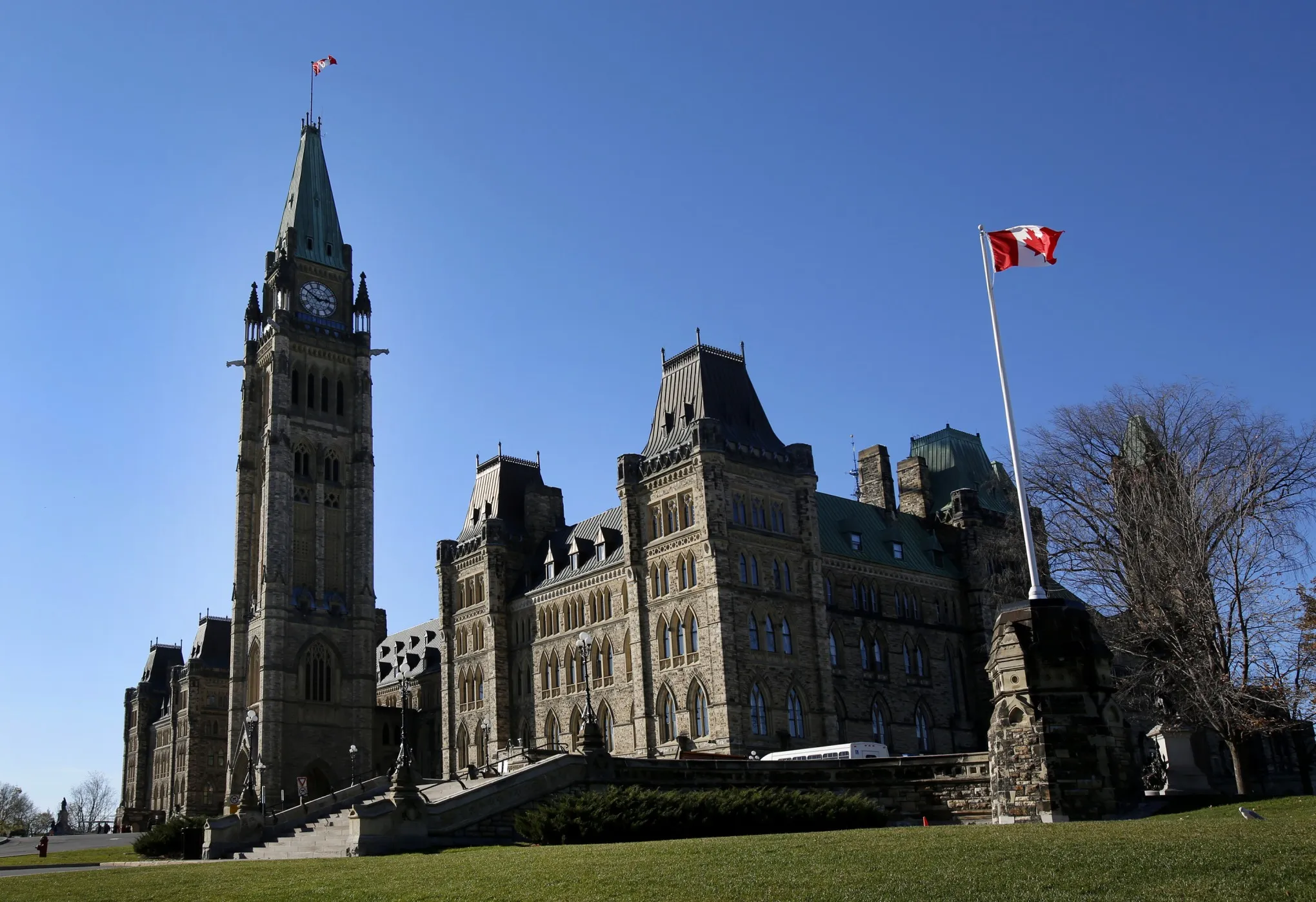 The Centre Block and Peace Tower on Parliament Hill in Ottawa.