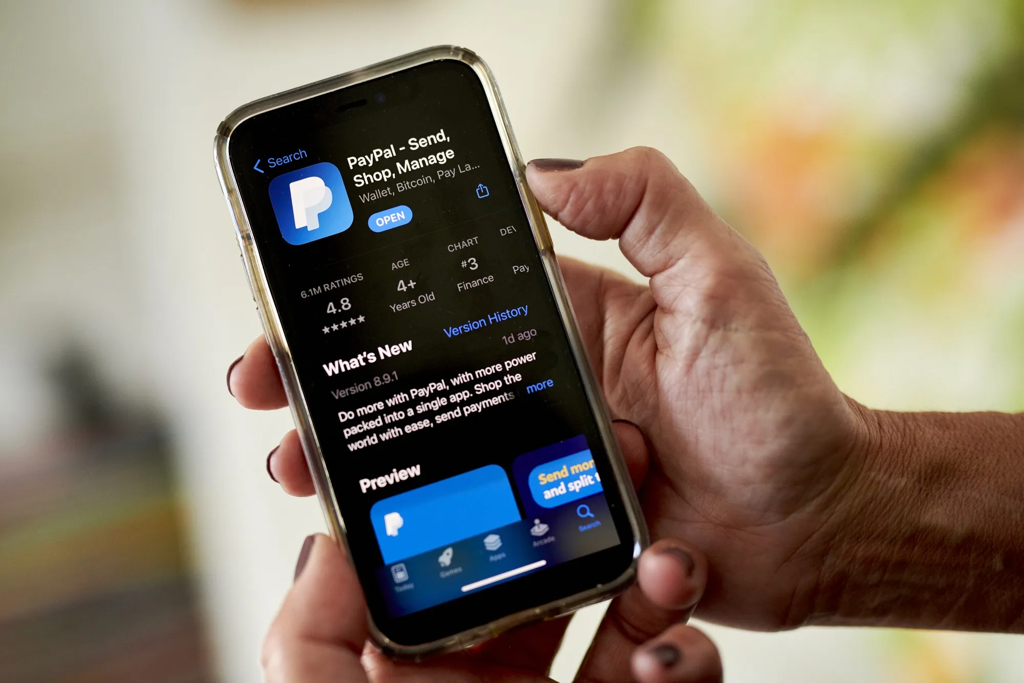 The PayPal app in the Apple App Store.