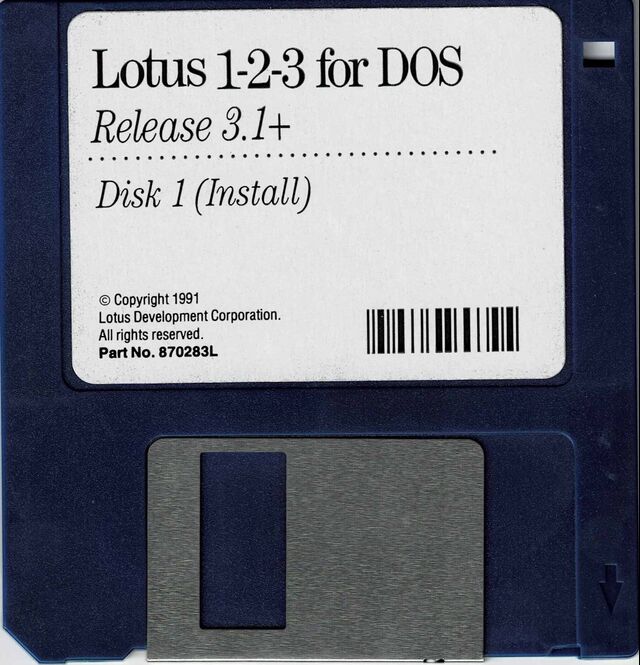 A copy of Lotus bound for Microsoft’s DOS operating system.