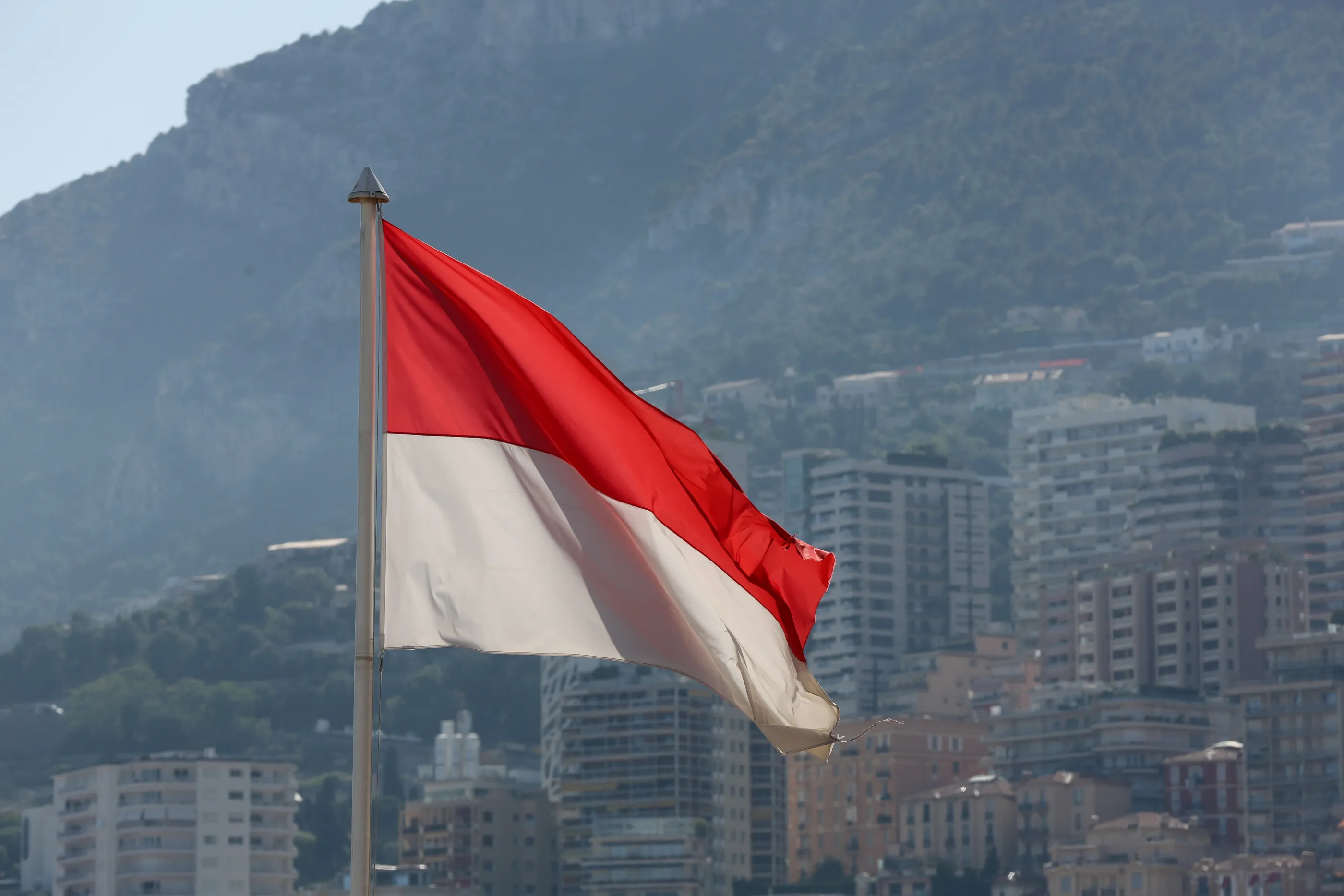 The national flag of Monaco.