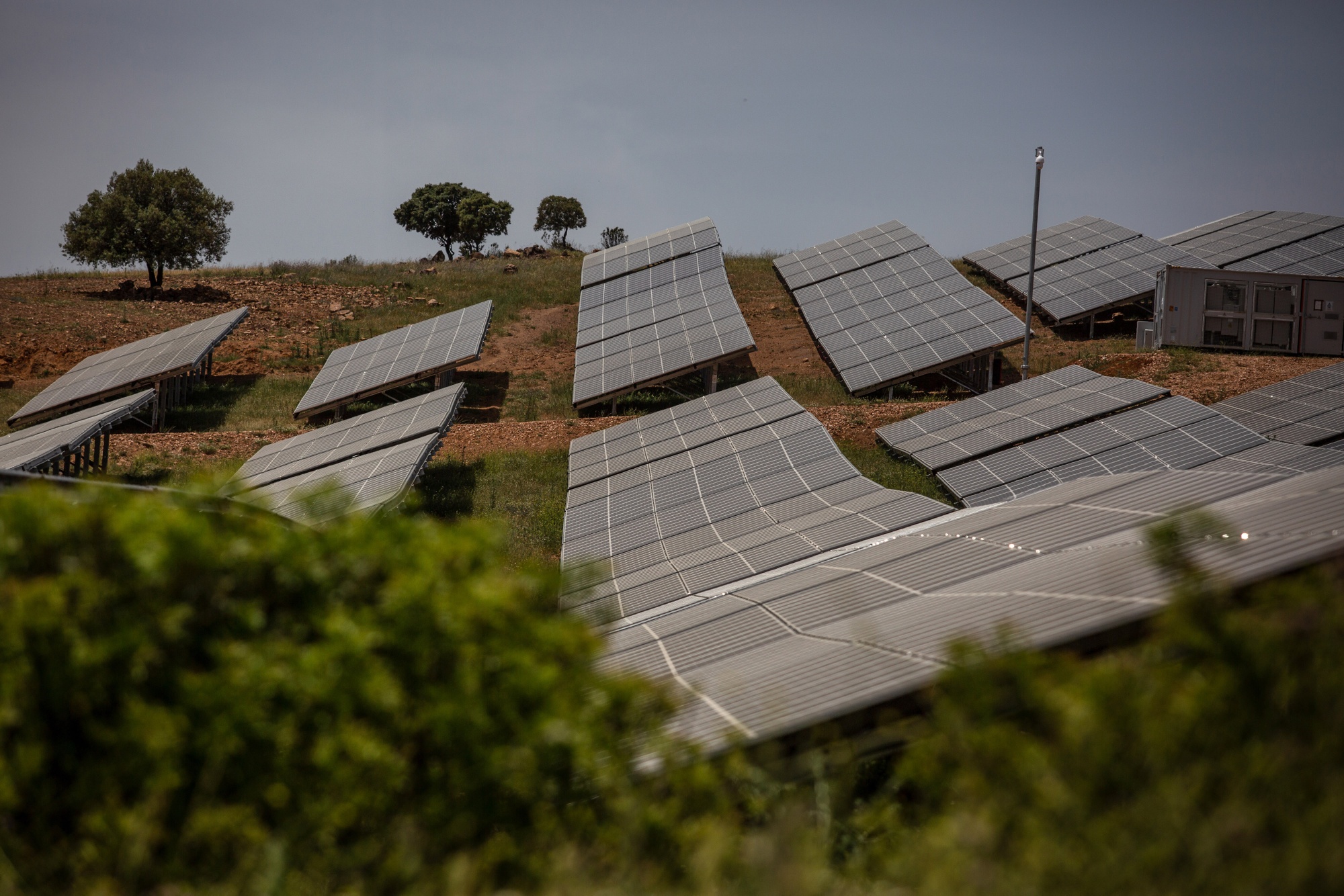 Photovoltaic panels at Iberdrola SA's Puertollano II solar plant in Puertollano, Spain.