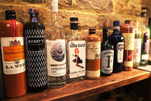 At any one time, about 60 varieties of gin can be found at 214 Bermondsey.