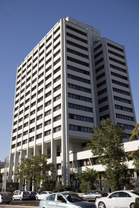 Traffic Passes The Headquarters Of Turkey's Central Bank