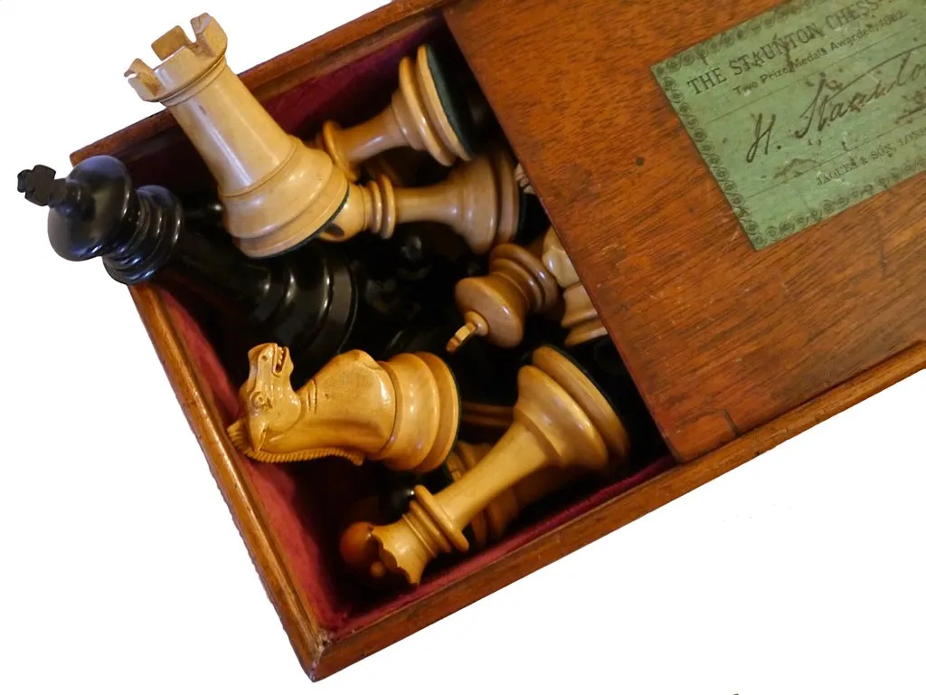 A Staunton chess set from the 1870s.