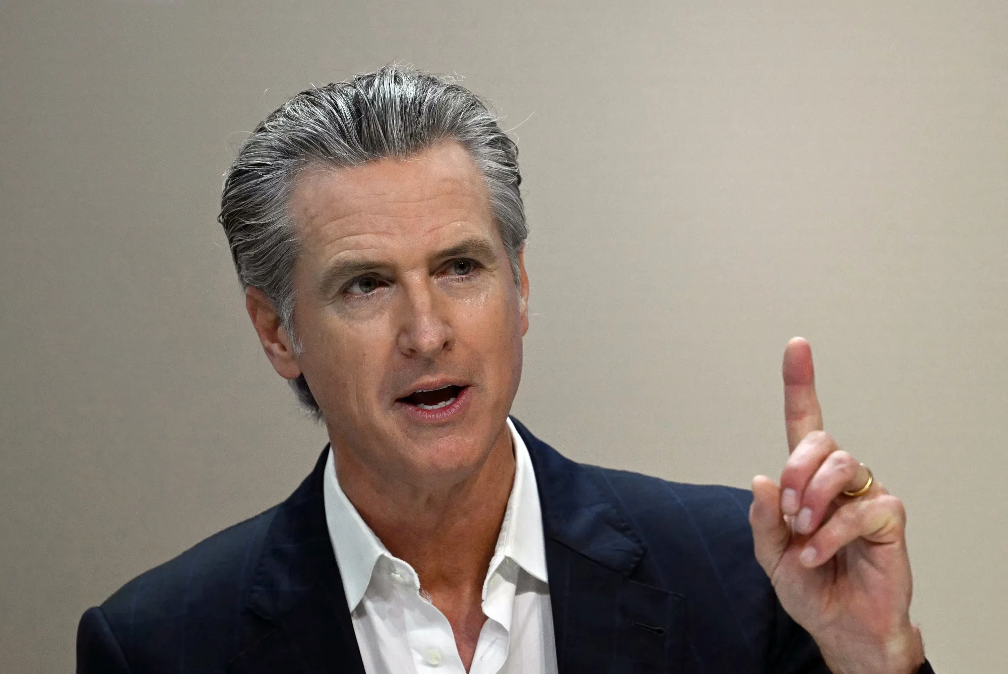 California Governor Gavin Newsom speaks at a press conference during the COP30 climate summit&nbsp;in Belem, Brazil on Nov. 11.
