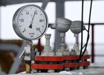 A gauge measures the pressure of gas in pipes headed for the EU market at  facility operated by OAO Gazprom in Russia.