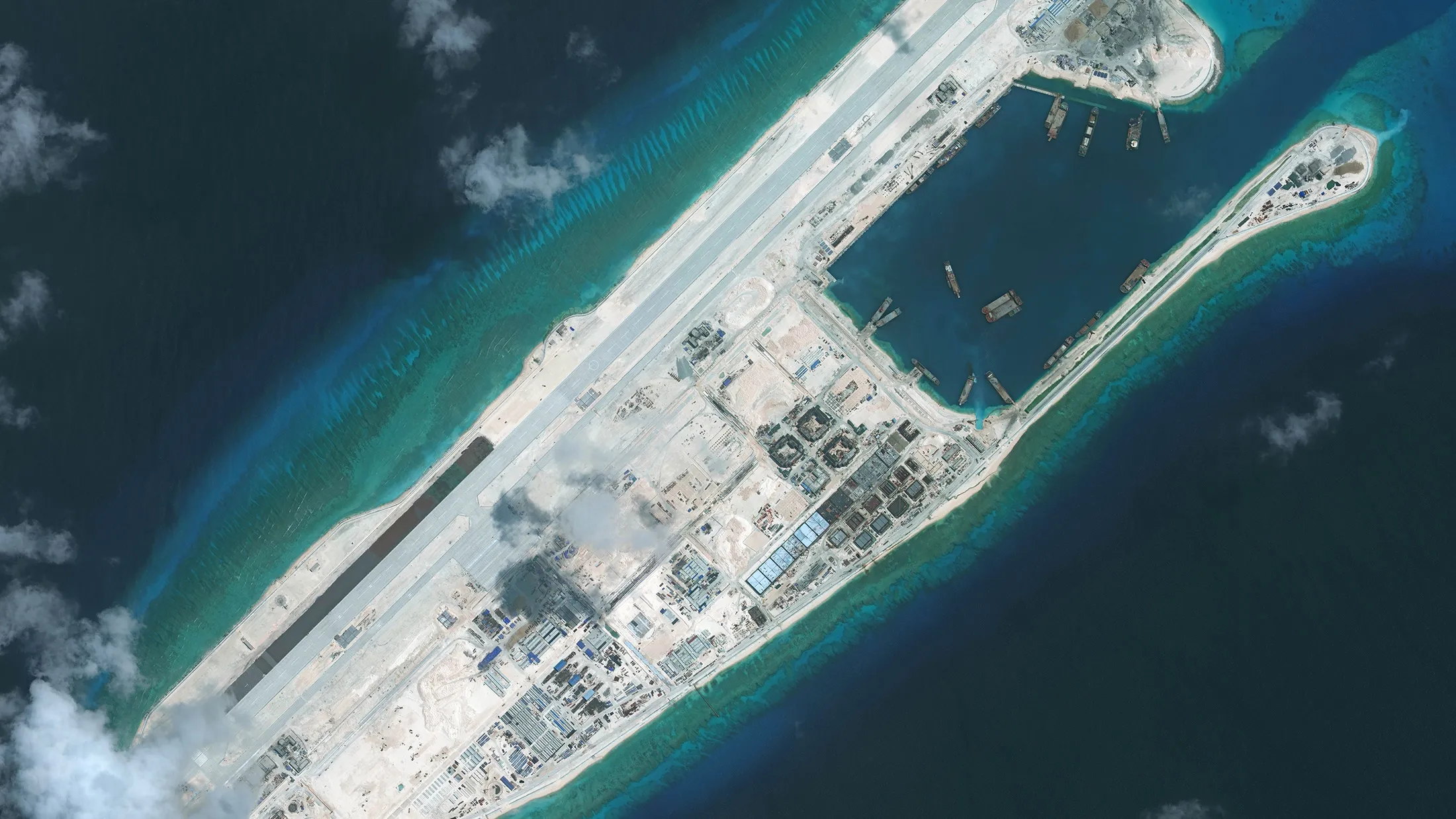 DigitalGlobe imagery of the nearly completed construction within the Fiery Cross Reef located in the South China Sea, on Sept. 3.
