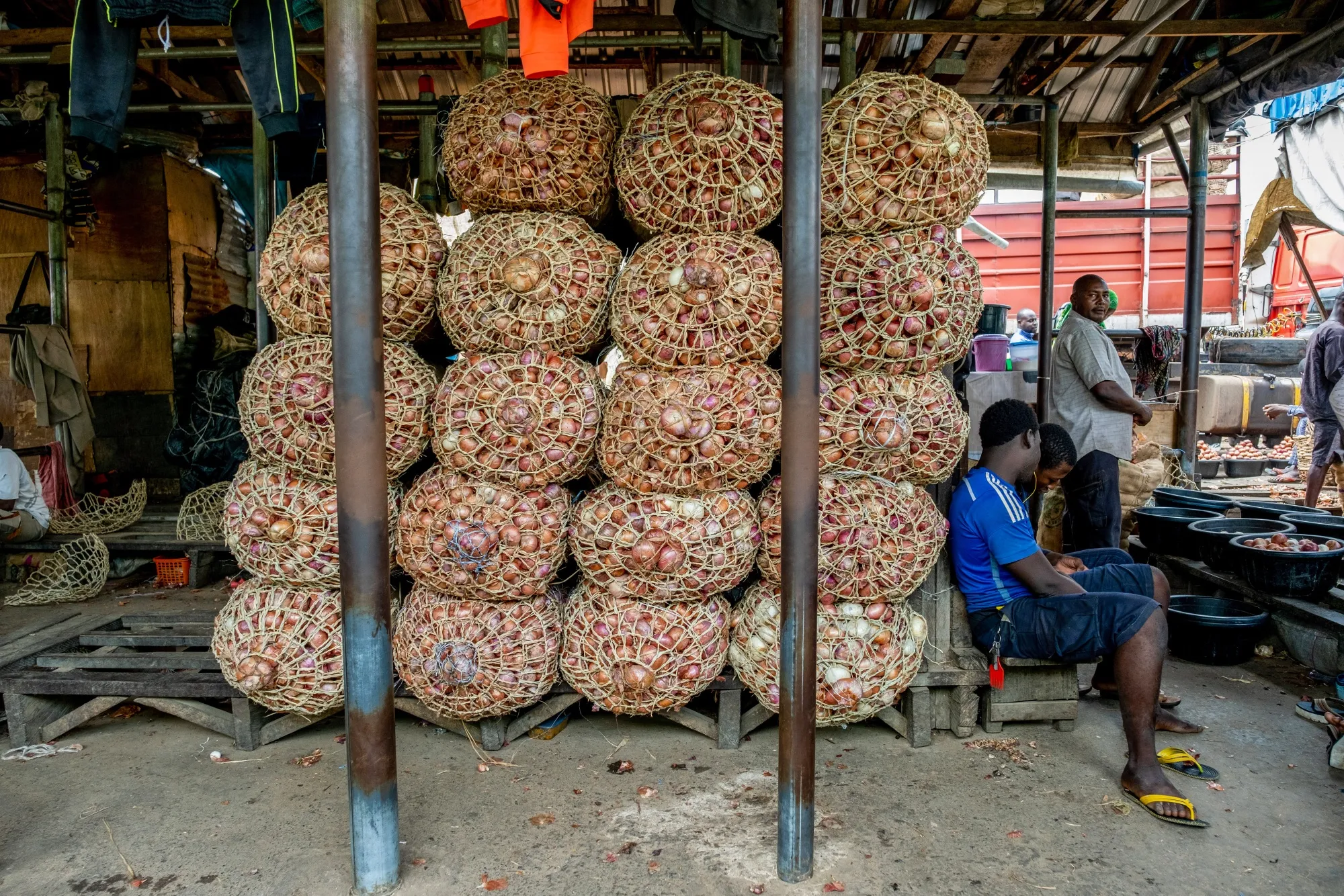 Vegetables in storage at a&nbsp;food market in Lagos.