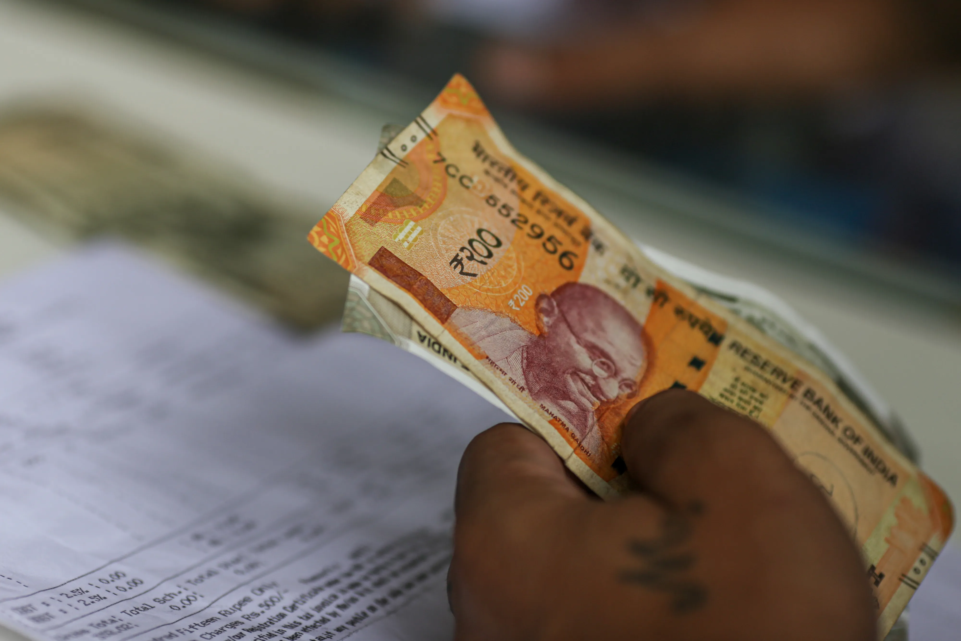 Indian rupee banknotes.
