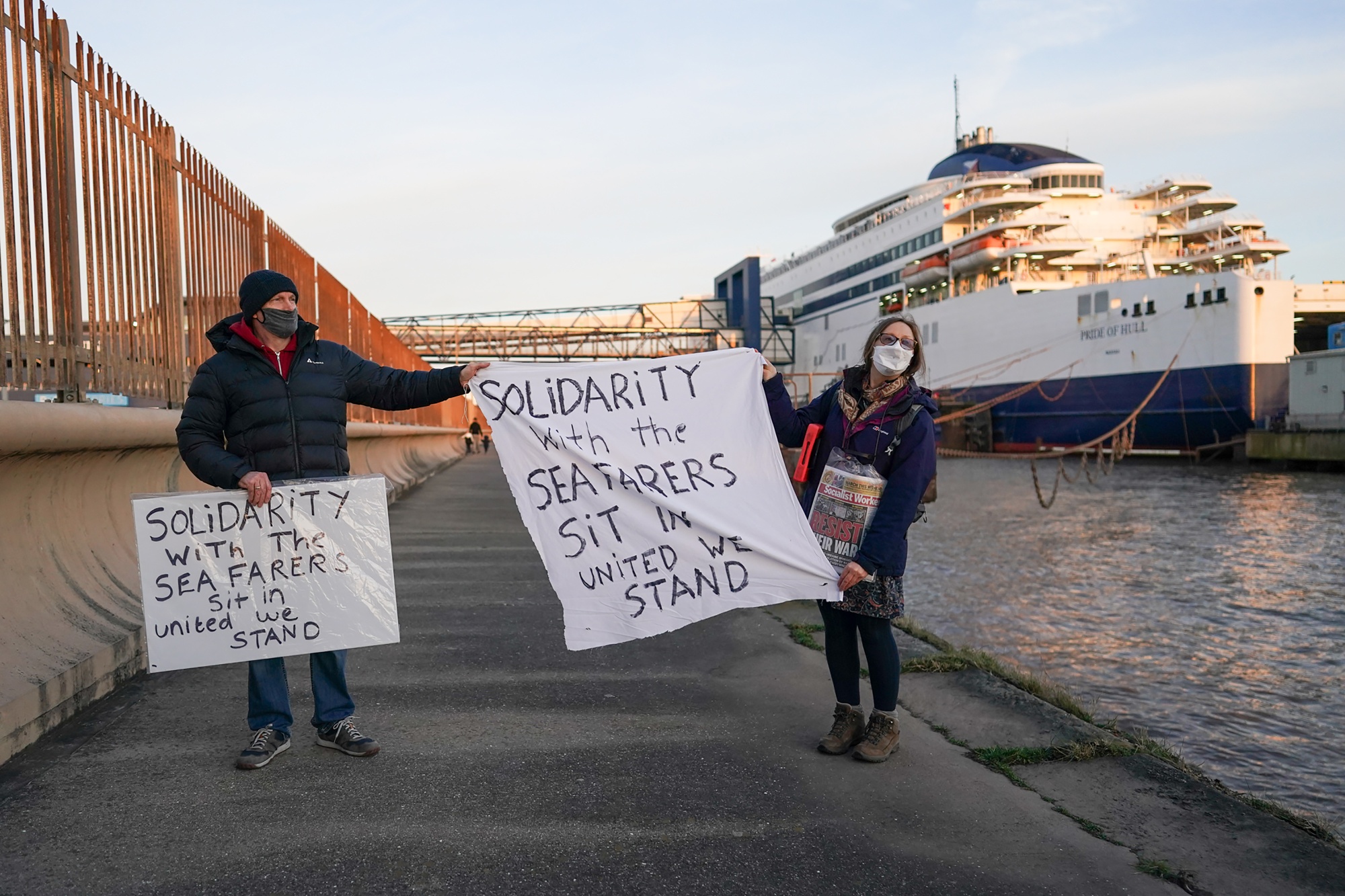 Seize the ships!': protesters demand public ownership of P&O