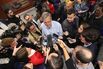 Former Florida Governor Jeb Bush speaks to reporters after an event at a Pizza Ranch restaurant on March 7, 2015 in Cedar Rapids, Iowa.
