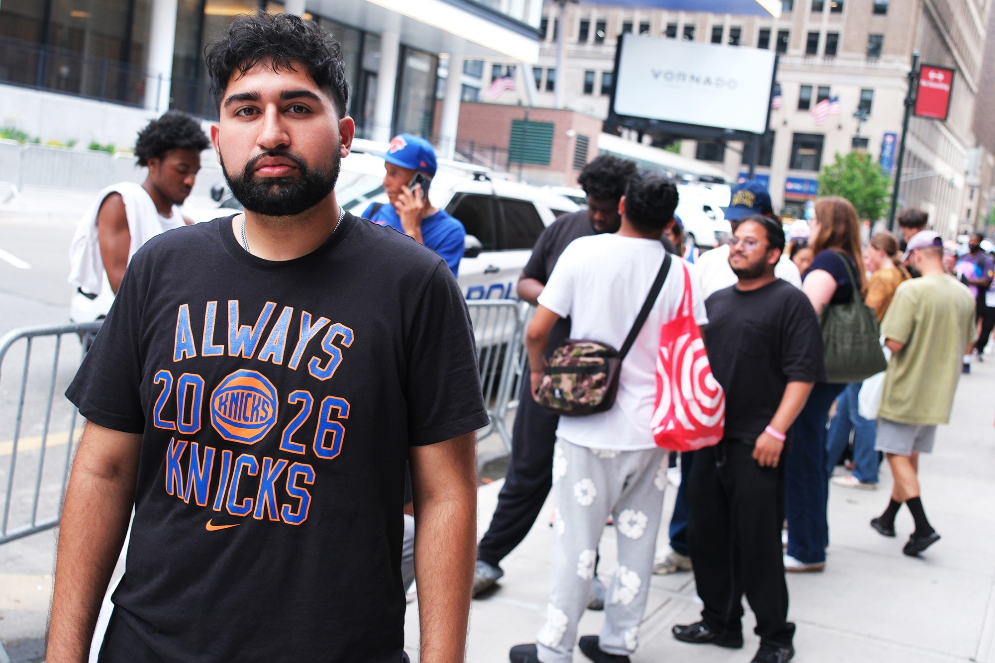 Salaar Rabbani in line for the NikeNYC Knicks pop-up. 