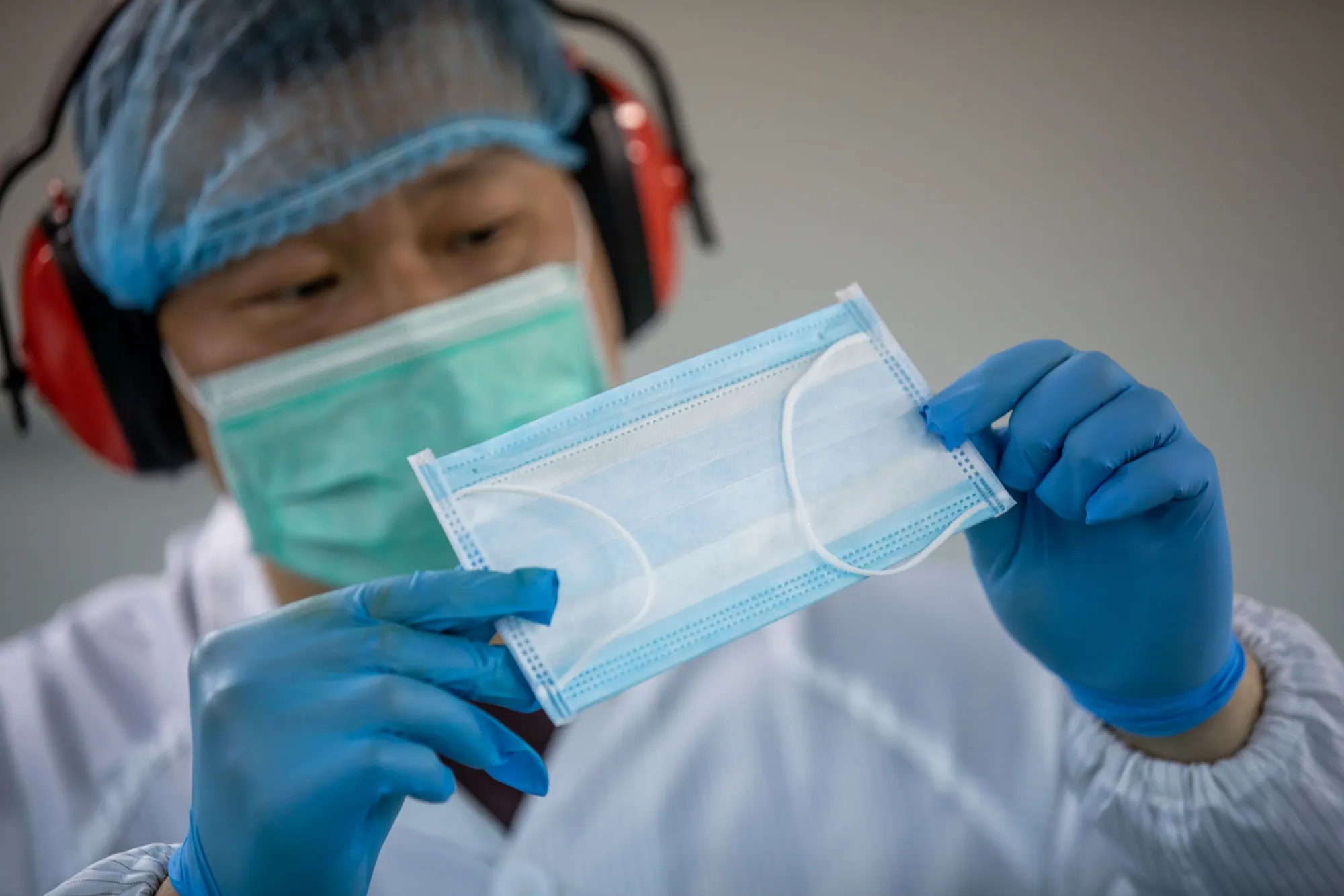 Protective Masks Production at Mask Factory Co. in Hong Kong