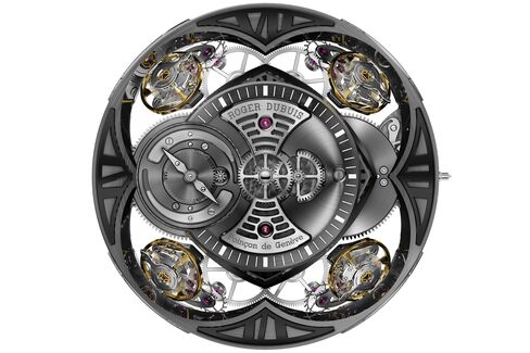 All of the movement's inner workings are immediately visible.