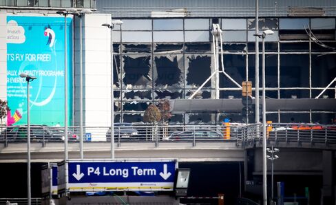Shattered glass at Brussels airport on March 22.