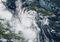 Hurricane Delta over the Caribbean Sea.