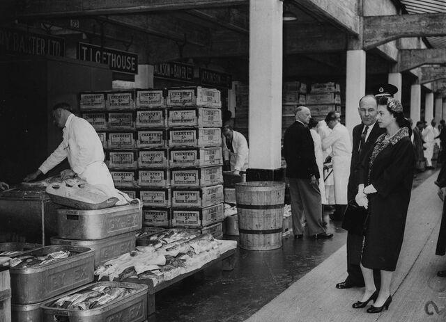 Queen Elizabeth II visits the market in 1958.