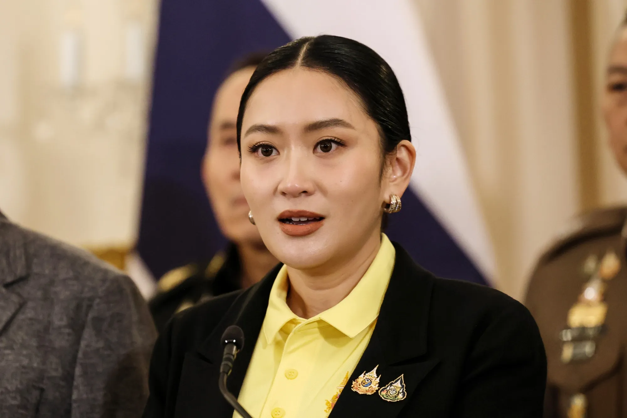 Paetongtarn Shinawatra during a news conference in Bangkok.