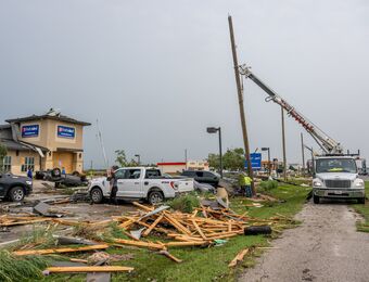relates to URGENT: Tornado overturns trucks and damages homes as Texas and Oklahoma residents told to seek shelter