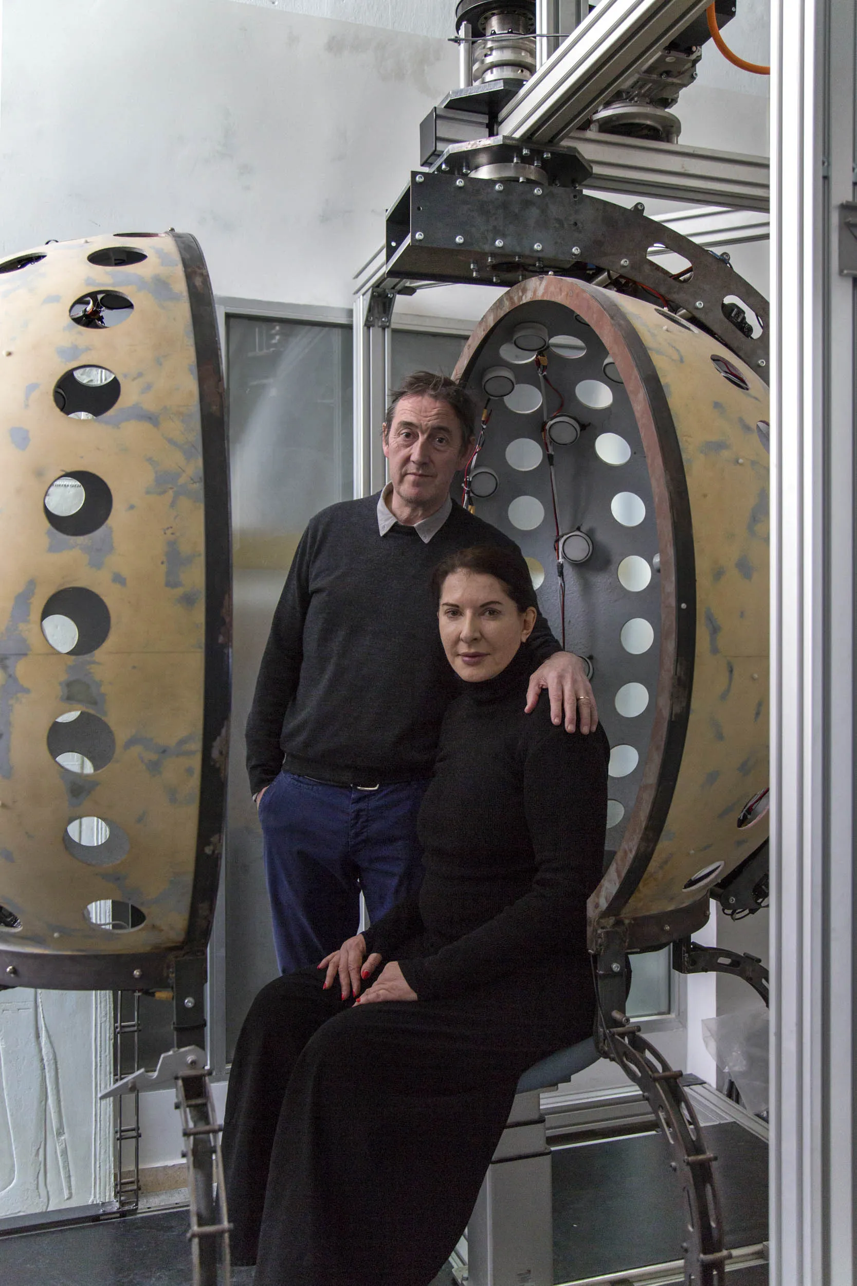 Lowe and&nbsp;Abramovic in the Madrid studio of Factum Arte.