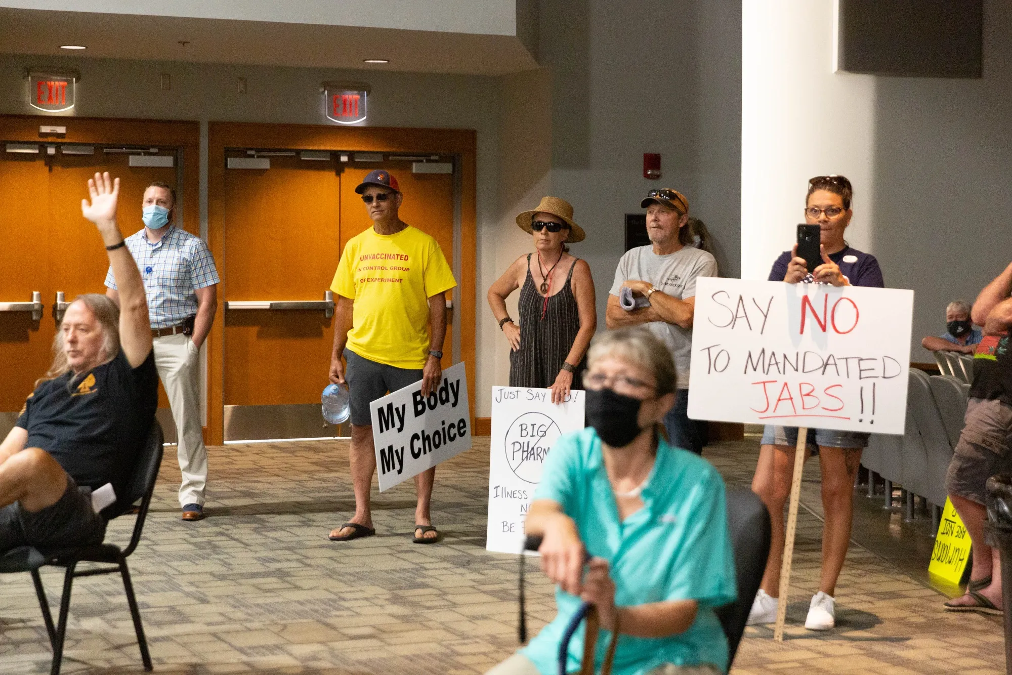 A&nbsp;community town hall to promote Covid-19 vaccinations with Arkansas Governor Asa Hutchinson, not seen,&nbsp;in Mountain Home, Arkansas, on July 16.