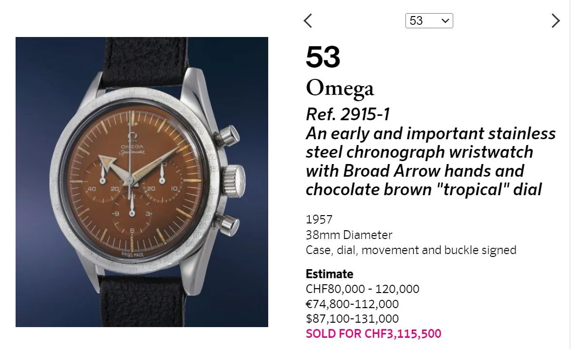 Omega speedmaster auction sale