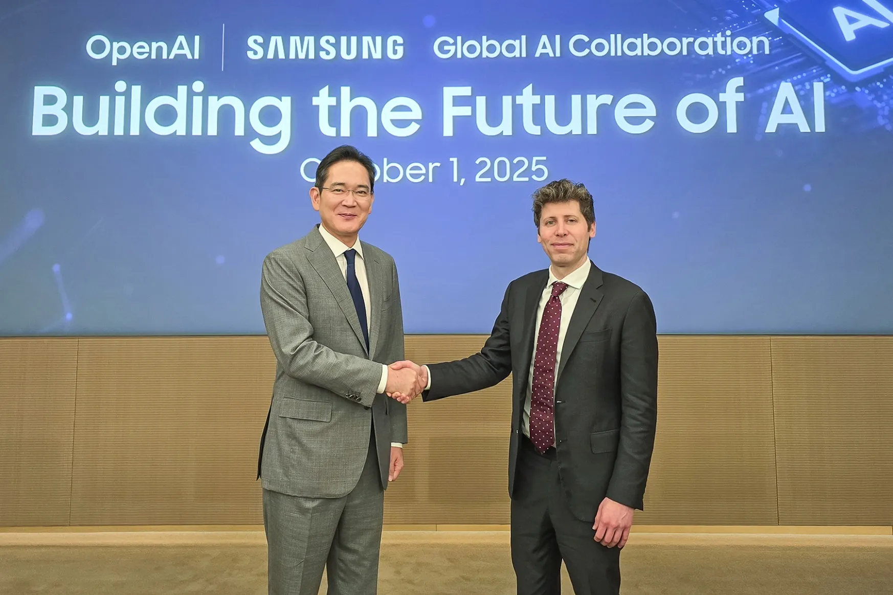 Samsung's Jay Y. Lee with Sam Altman on Oct. 1.