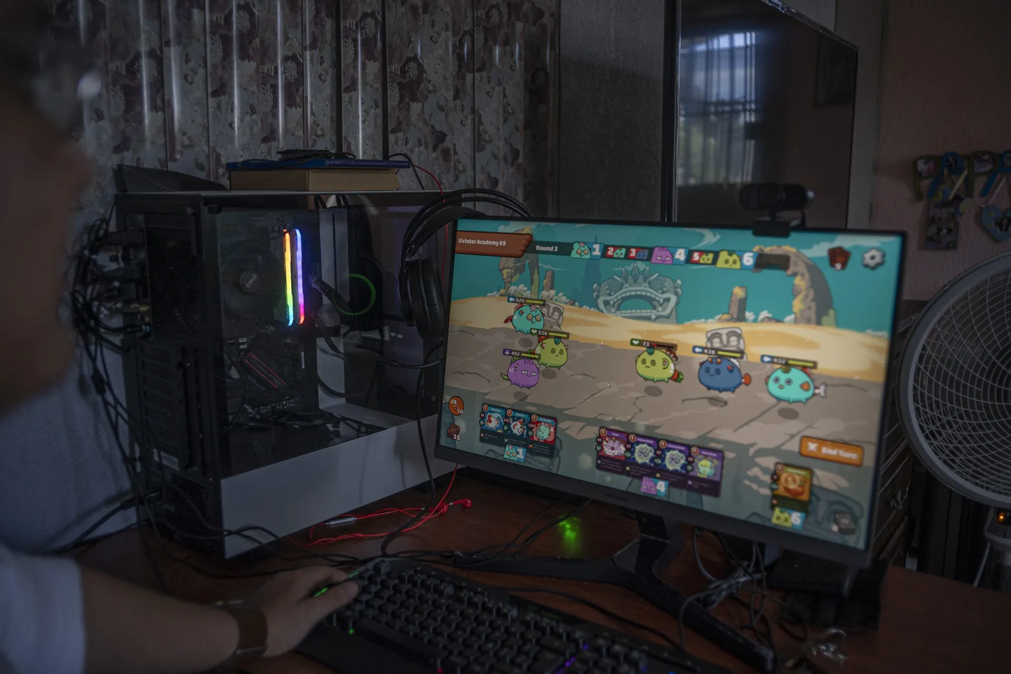 A former student&nbsp;plays Axie Infinity, a NFT-based online video game, at home in Ciudad del Carmen, Mexico.