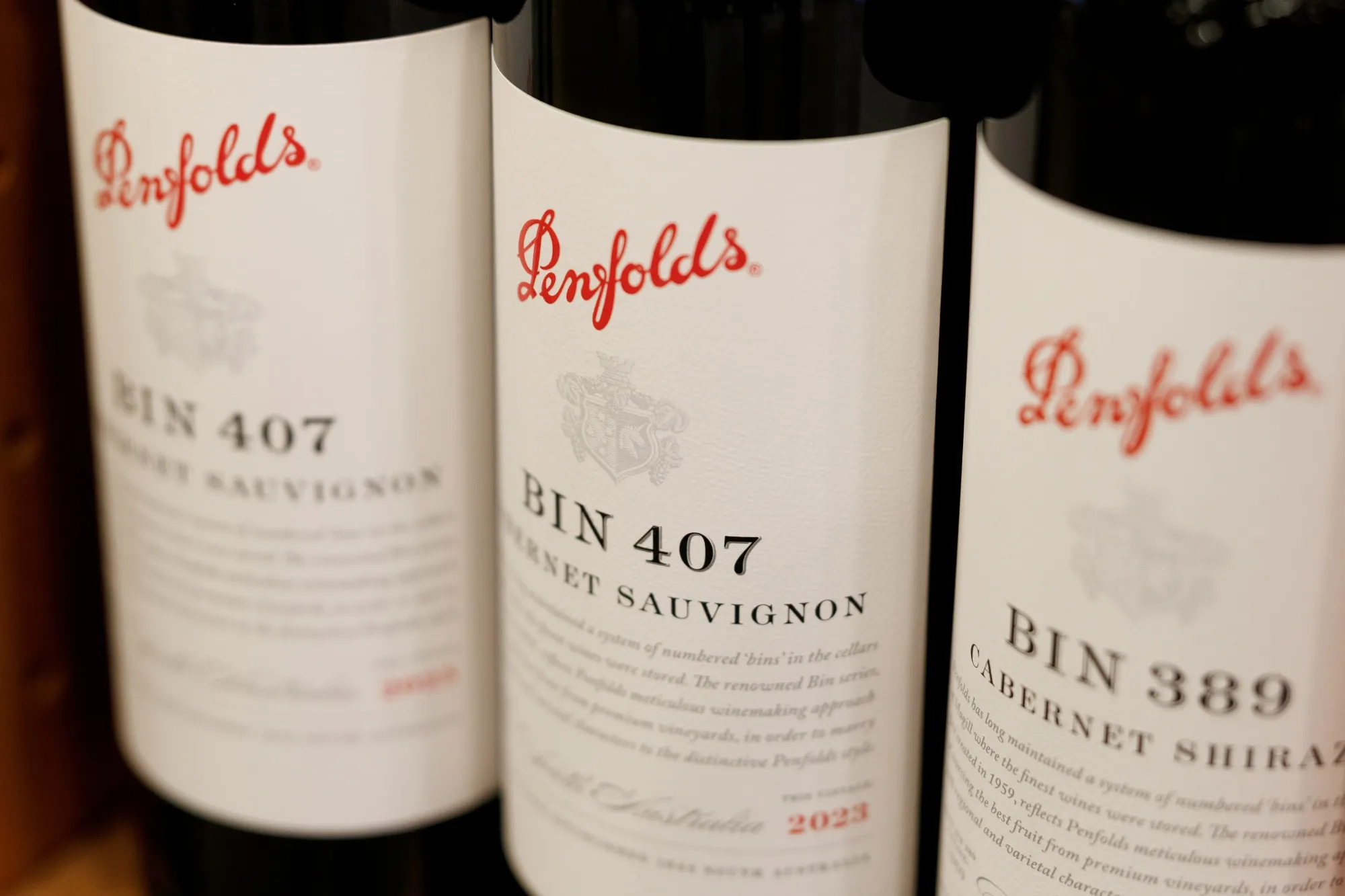 Bottles of Penfolds wine, produced by Treasury Wine Estates Ltd.