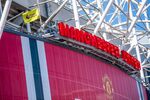 The premier League flag at Old Trafford Stadium, the home ground of Manchester United Football Club, in Manchester, U.K., on Monday, April 19, 2021.
