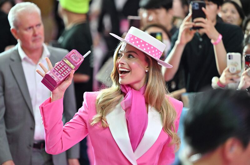 Margot Robbie attends the Barbie movie showing in Seoul on July 2.