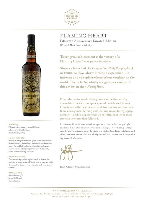 Information distributed with Flaming Heart whisky.