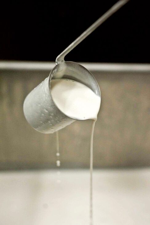 Almond milk at the Kite Hill factory.