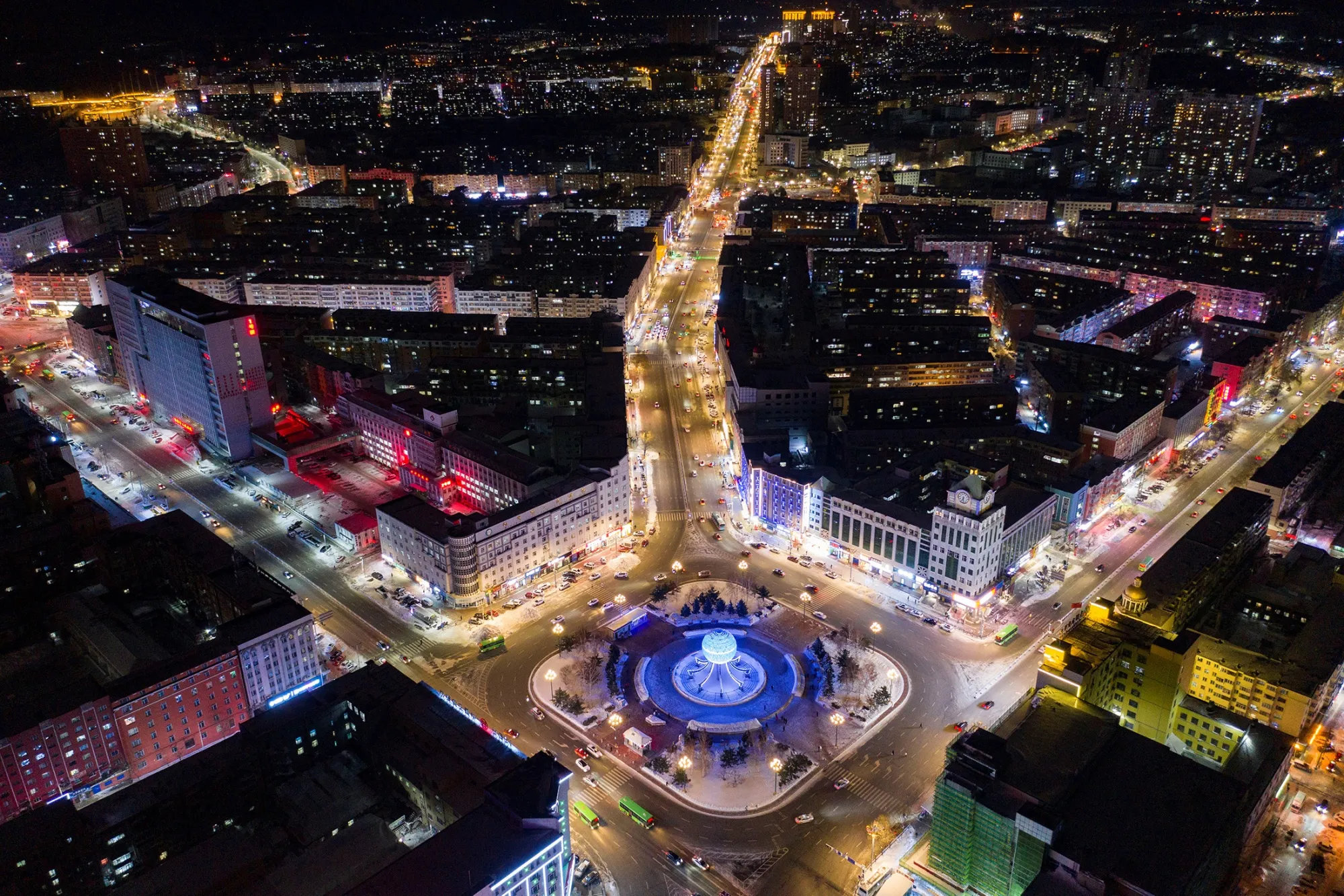 Hegang City at night, earlier in November 2021. 
