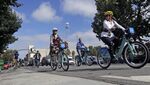Bikers in San Jose, California, where the third largest share of commuters in a metro area get to work on two wheels.