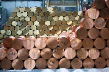 Bars of copper in storage