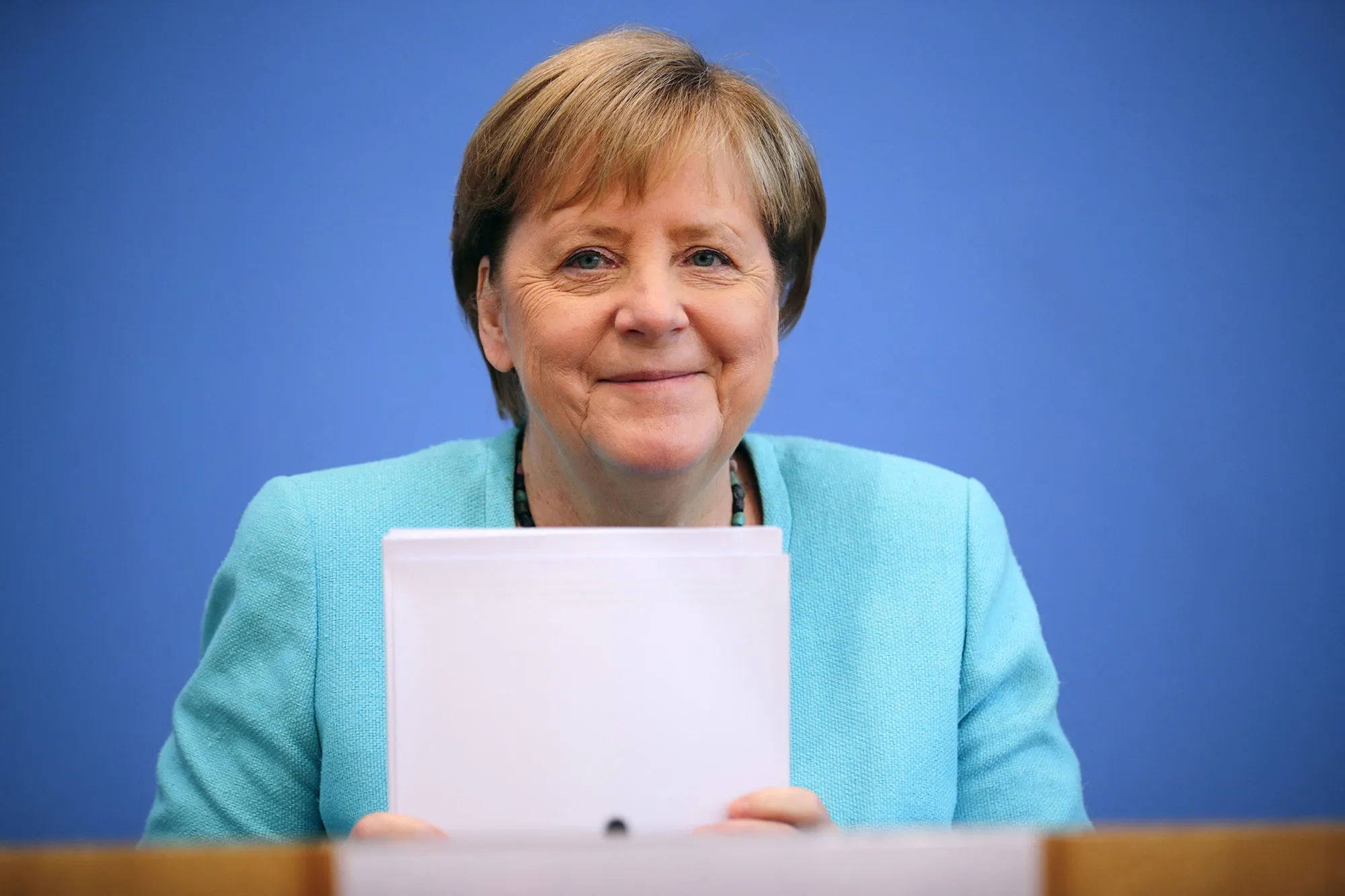 Angela Merkel holds her annual summer news&nbsp;conference&nbsp;in Berlin on on July 22.