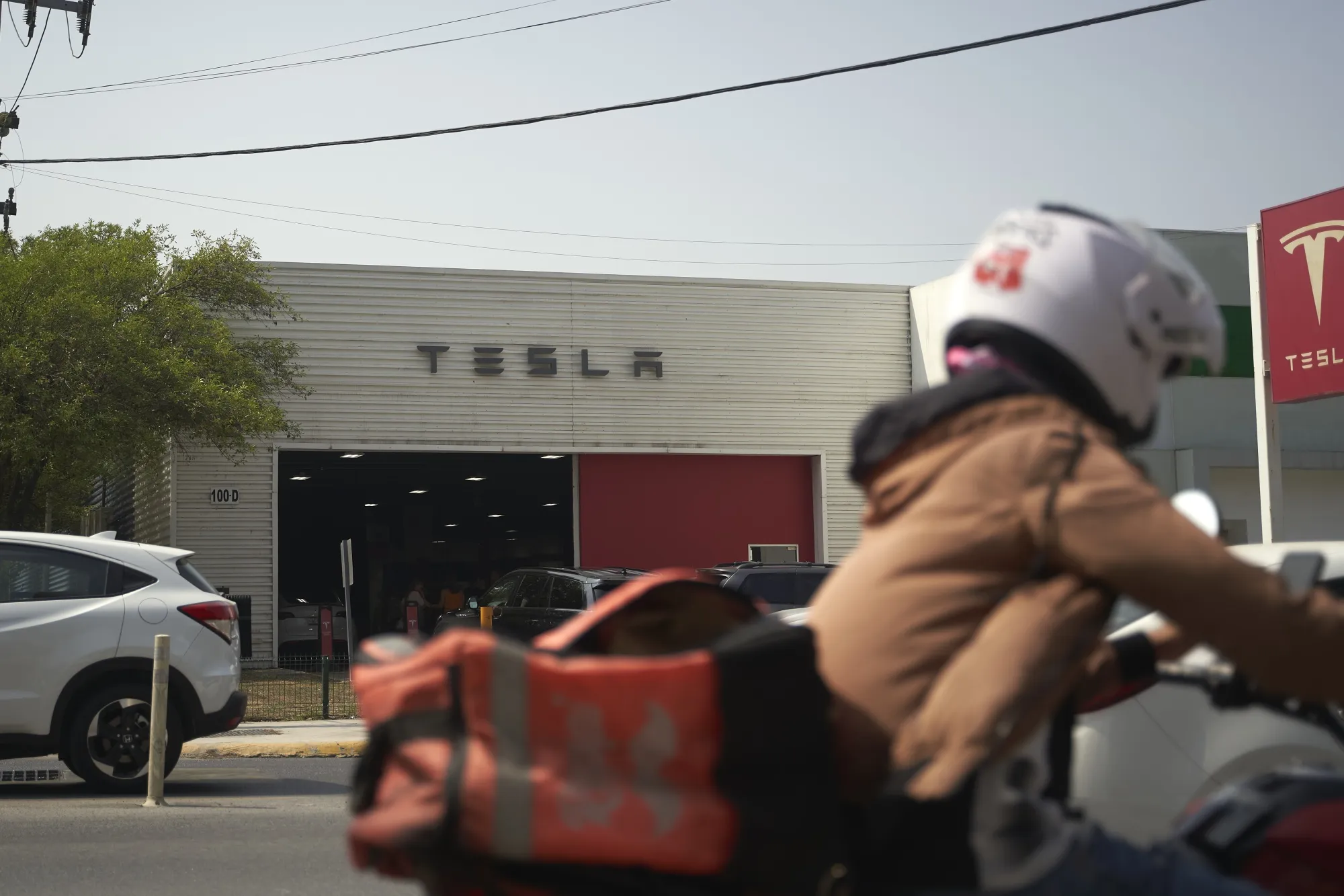 Signage outside the Tesla|Monterrey showroom in San Pedro Garza Garcia, Nuevo Leon state, Mexico, on Tuesday, March 7, 2023.&nbsp;