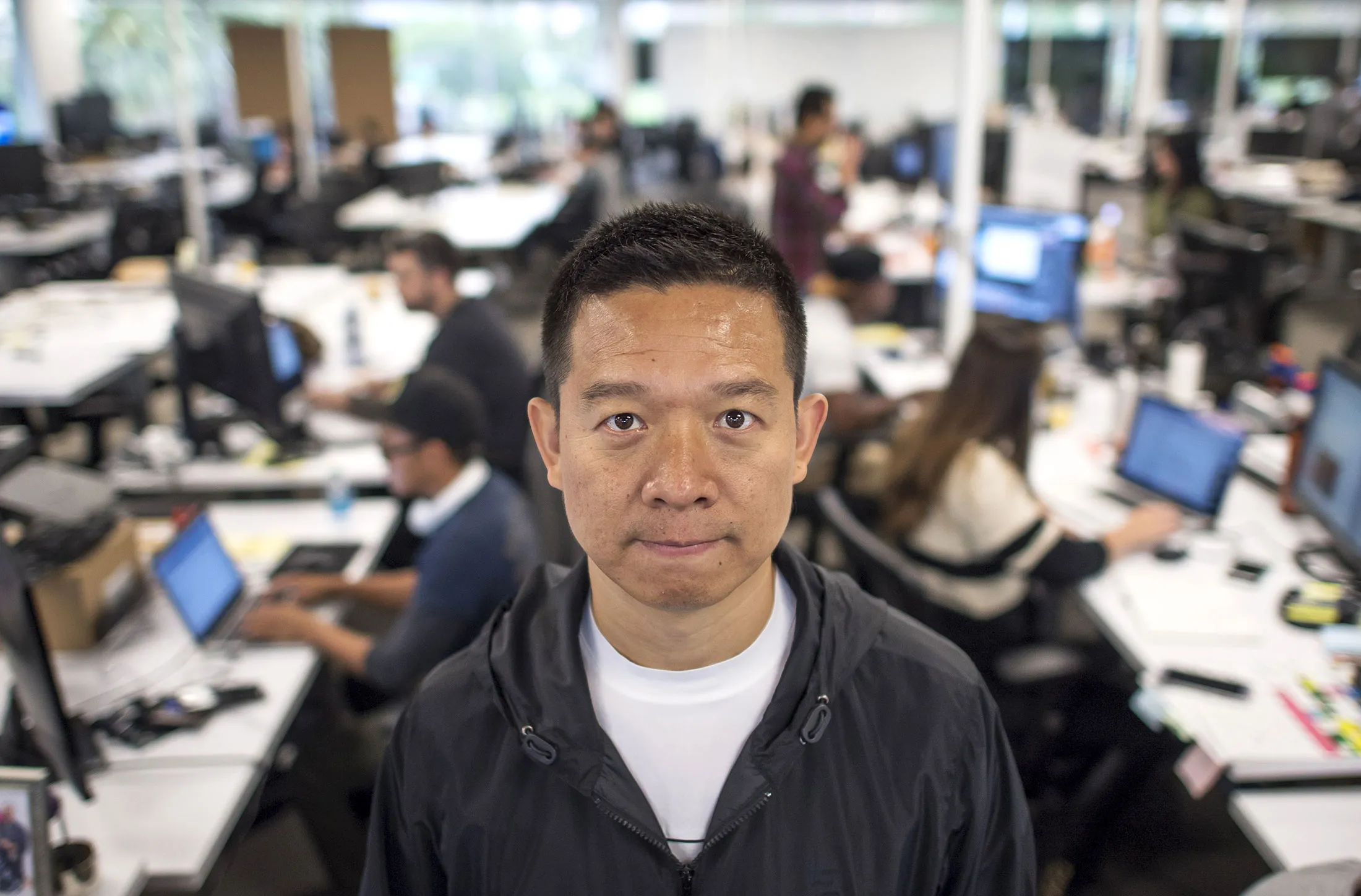 Jia Yueting, chief executive officer of LeEco Global Group, poses for a photograph at the company's headquarters in San Jose, California.

