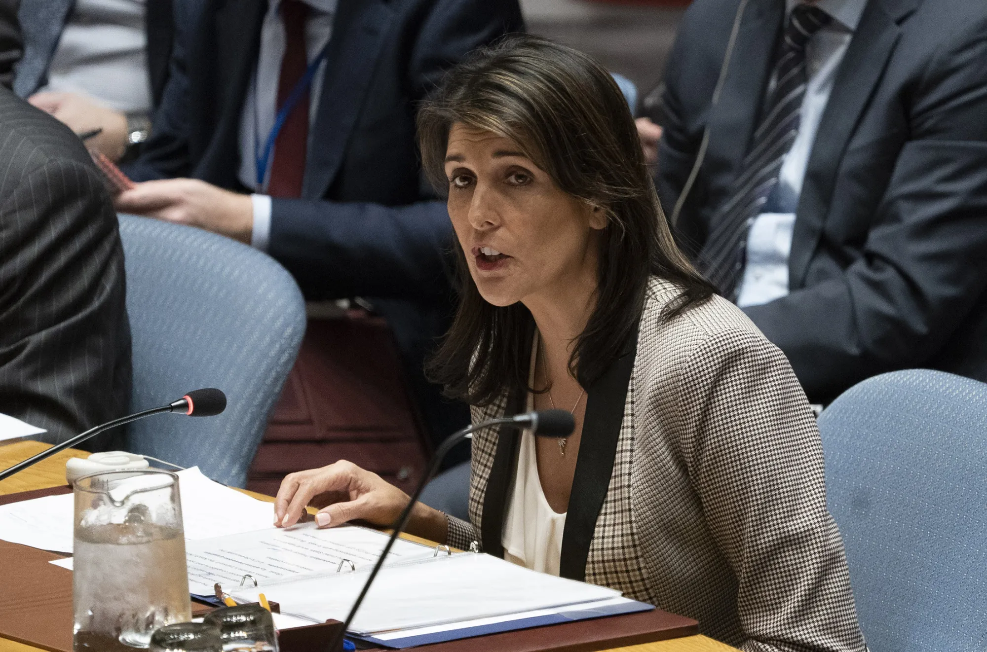 Nikki Haley speaks during a United Nations Security Council meeting on Ukraine at the United Nations on Nov. 26, 2018.