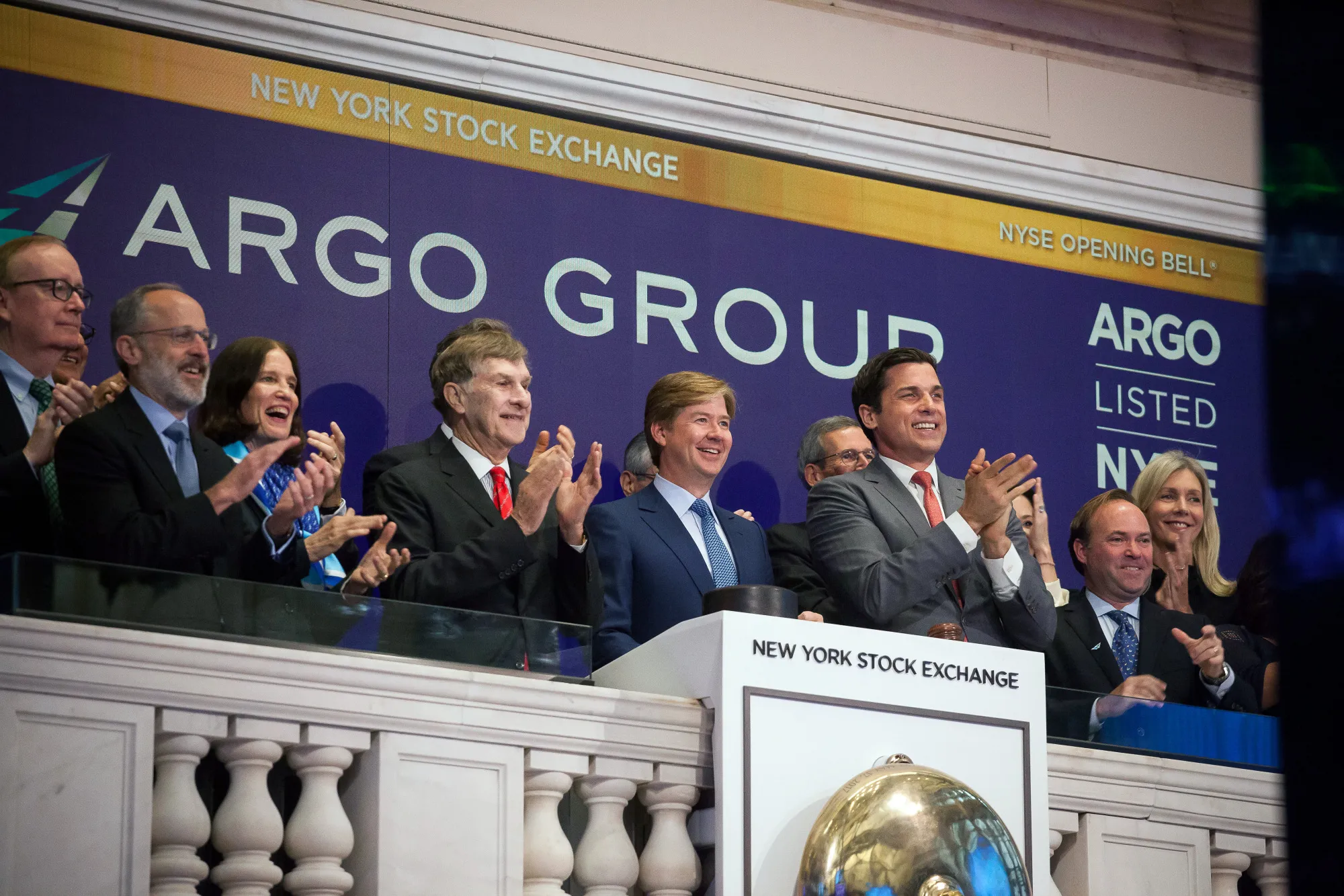 Mark Watson III, center, attends the company's transfer to the NYSE&nbsp;on May 7, 2018.&nbsp;