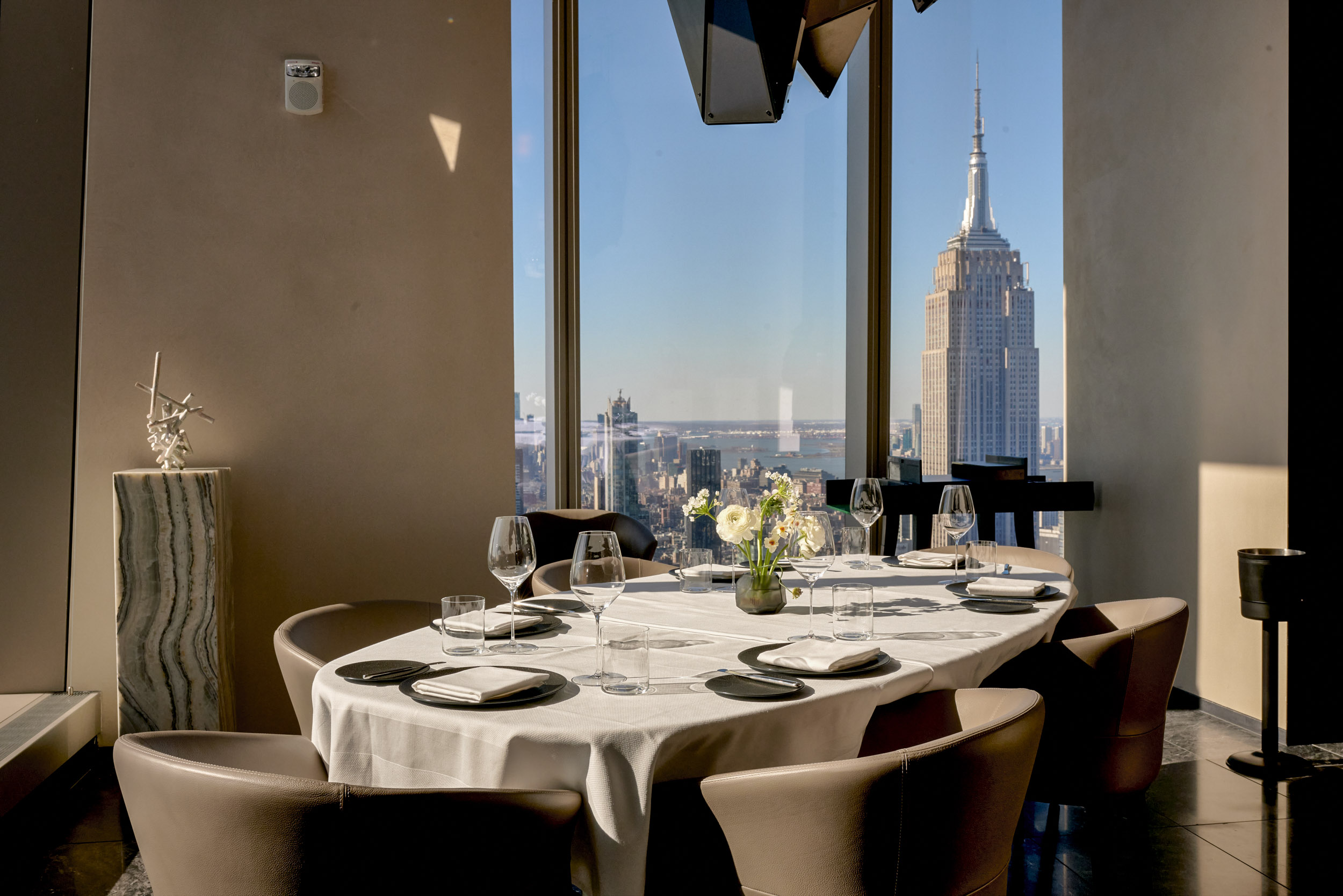 A private dining room at American Express’s&nbsp;Centurion New York restaurant, located on the 55th floor of the One Vanderbilt tower.