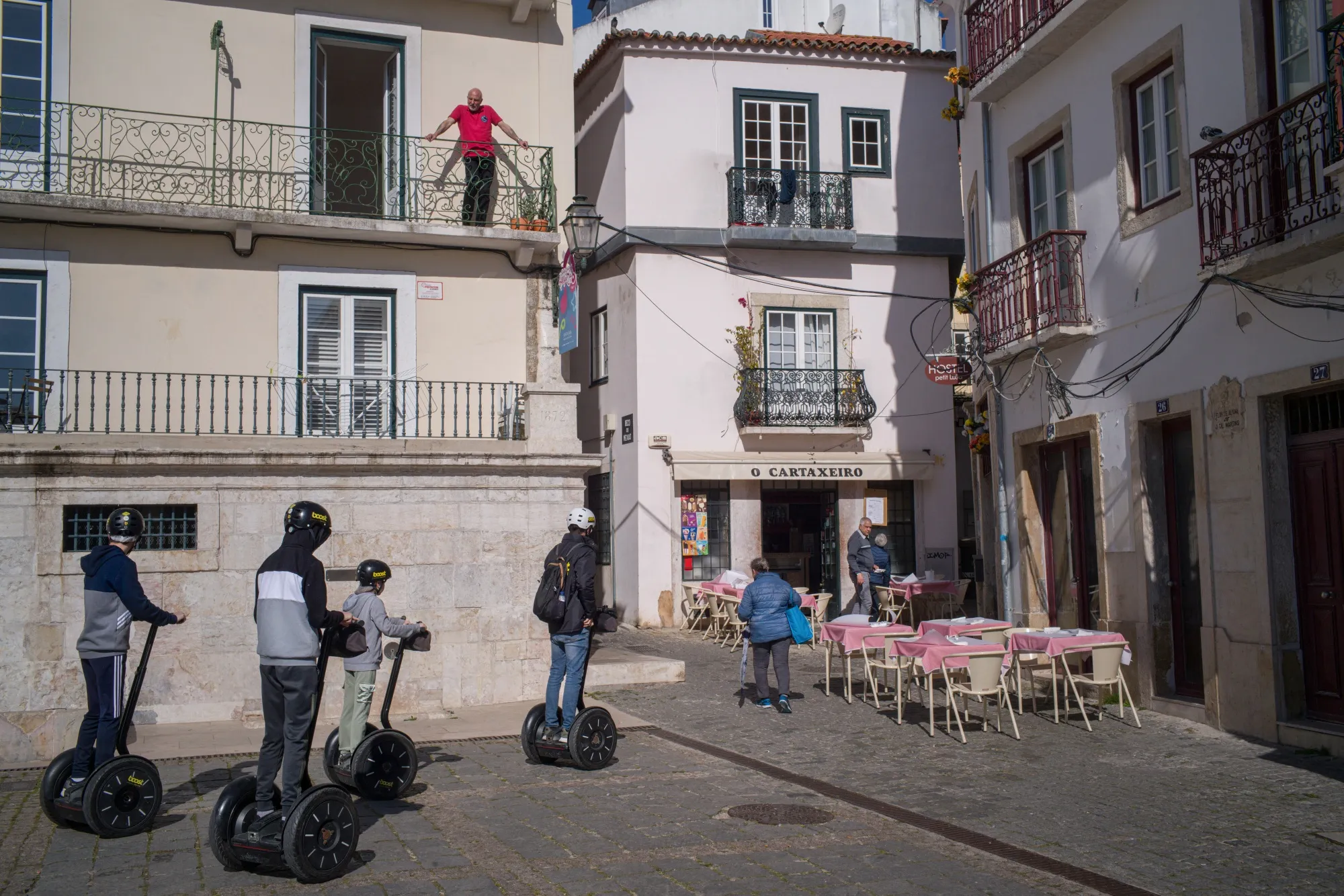 Tourists take&nbsp;a Segway tour through the Alfama neighborhood in Lisbon, Portugal on Feb. 16.