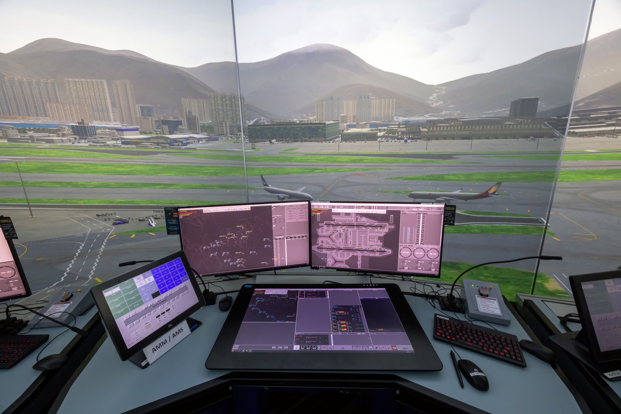 A mock control tower at Hong Kong International Airport. Bloomberg