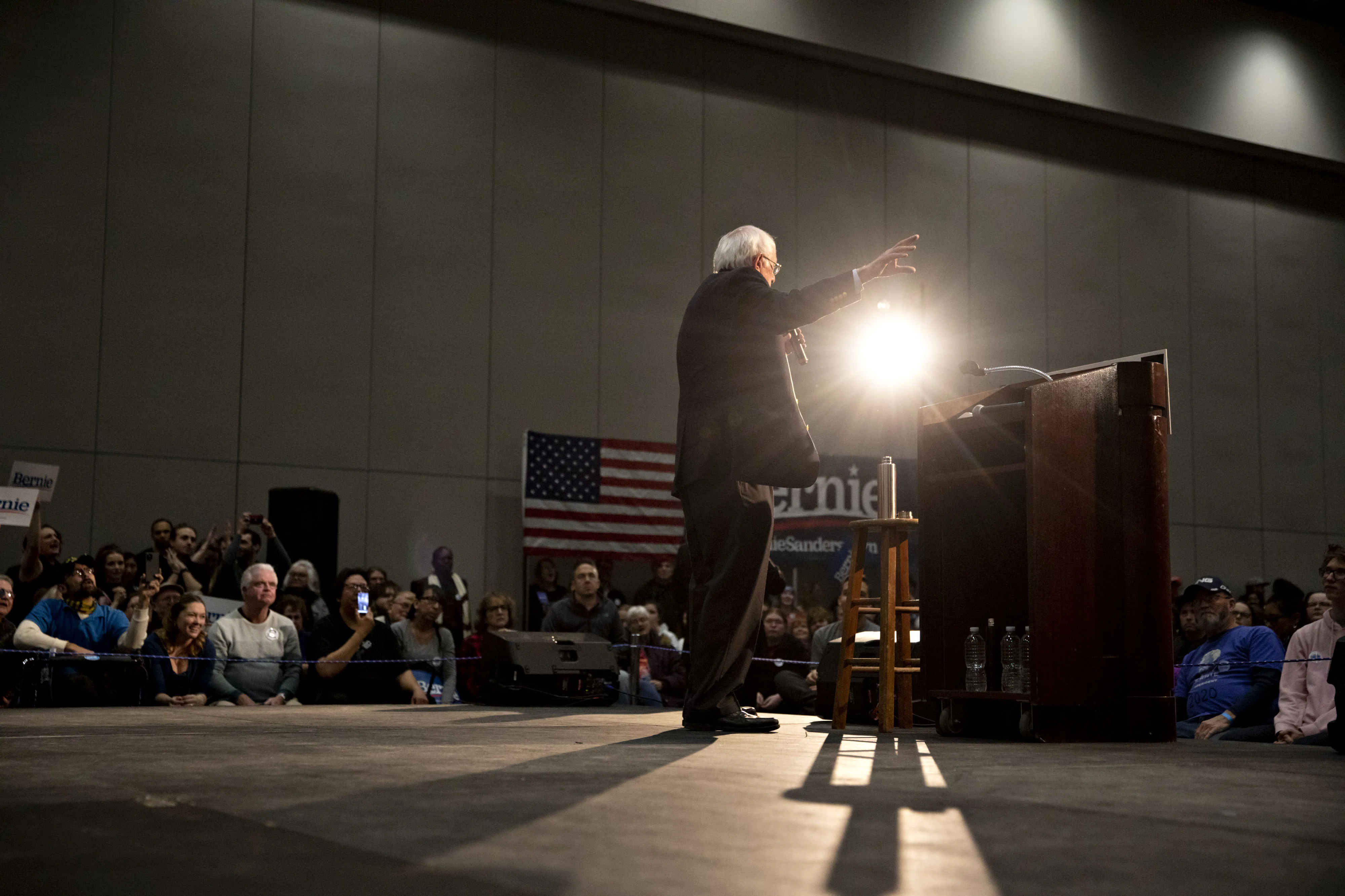 Senator Bernie Sanders speaks during a campaign event in Sioux City, Iowa, on&nbsp;Jan. 26.