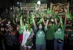 Pro-choice demonstrators celebrate after the right to abortion is legalized, in Buenos Aires, on Dec. 30.